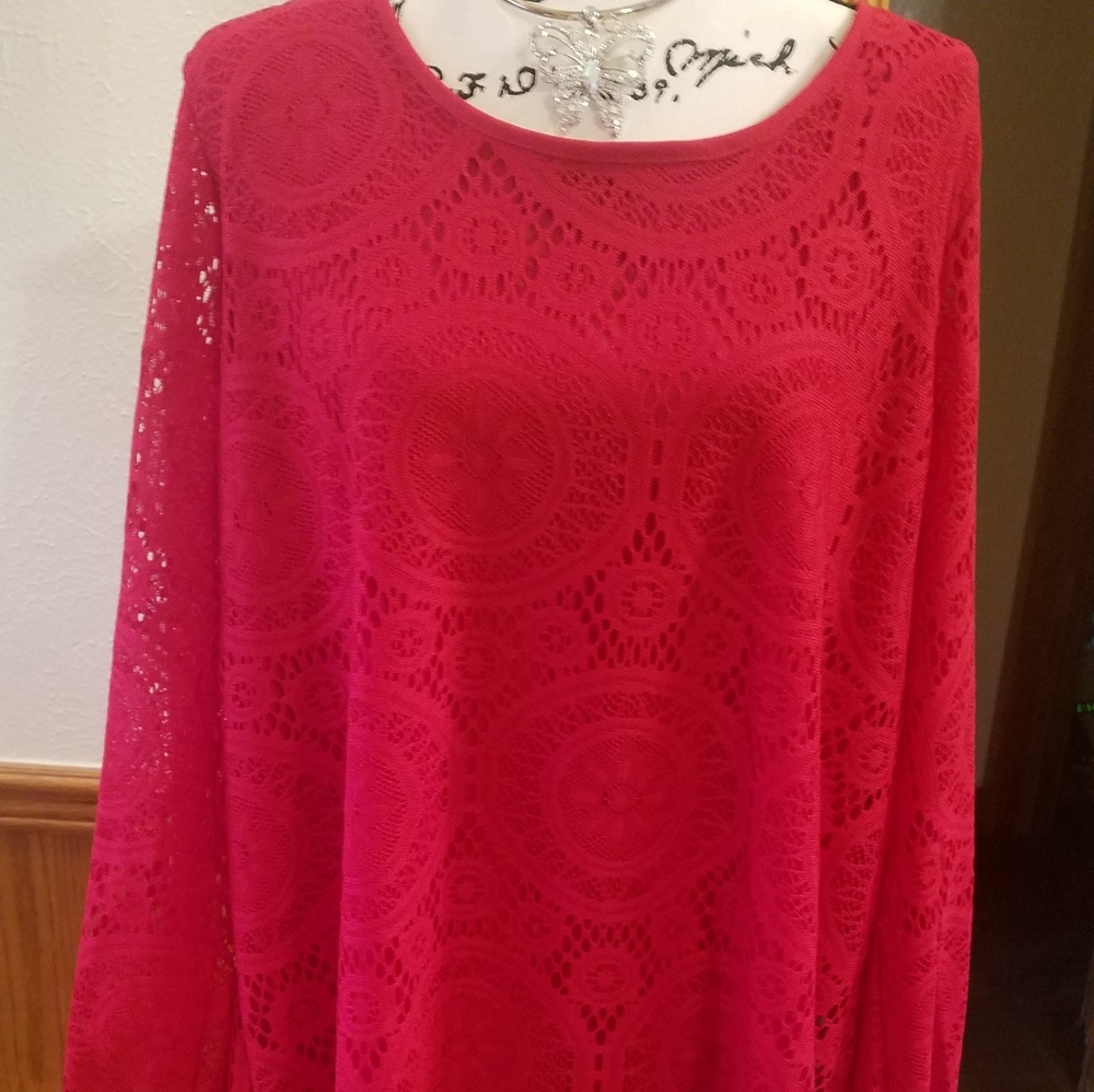 Red lace SZ 1X Blouse  from Catherine's